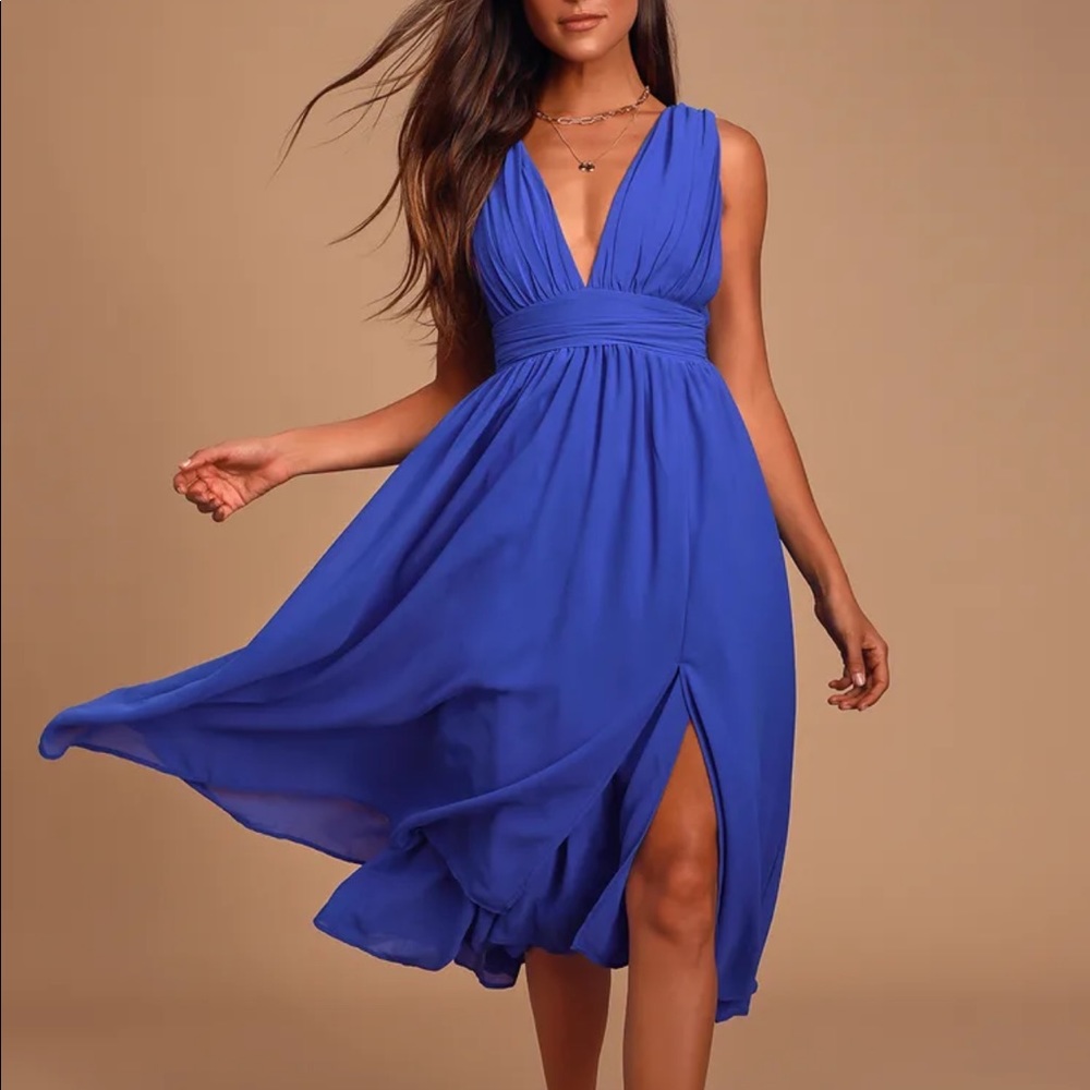 Lulus | 🆕 | Dahlia Blue Midi Dress | Med